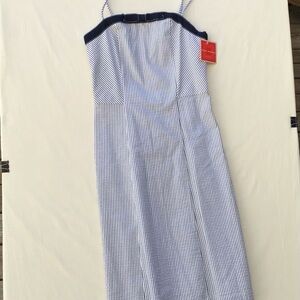 NWT Isaac Mizrahi Blue White Size 2 Striped Knee Length Sleeveless Dress